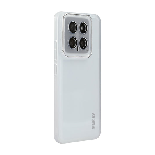 For Xiaomi 14 Pro ENKAY Hat-Prince Translucent Matte TPU Phone Case with Lens Film(White) - 14 Pro Cases by ENKAY | Online Shopping South Africa | PMC Jewellery | Buy Now Pay Later Mobicred