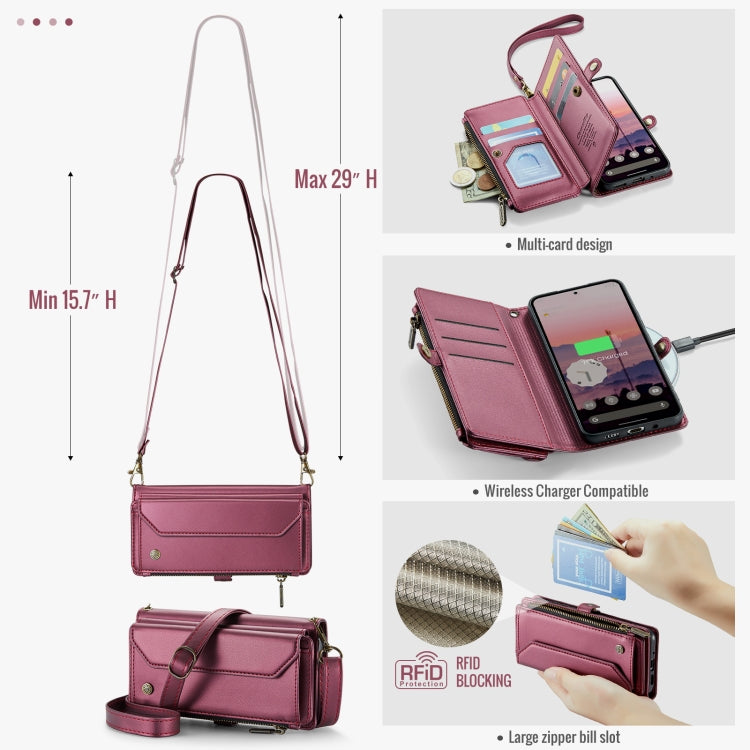 For Google Pixel 9 / 9 Pro CaseMe C36 Card Slots Zipper Wallet RFID Anti-theft Leather Phone Case(Wine) - free shipping - PMC Jewellery - Order now!