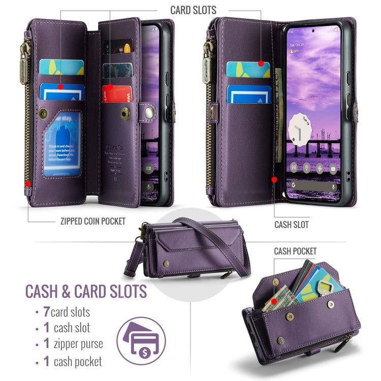 For Google  Pixel 10 / 10 Pro / 9 CaseMe C36 Card Slots Zipper Wallet RFID Anti-theft Leather Phone Case(Purple) - free shipping - PMC Jewellery - Order now!