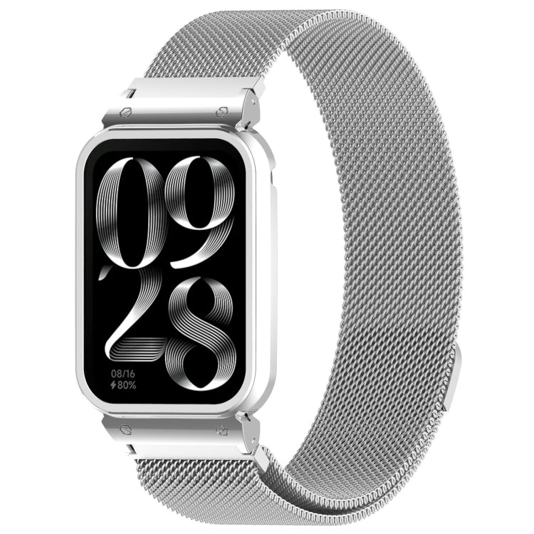 For Xiaomi Mi Band 8 Pro Metal Frame + Milan Magnetic Stainless Steel Integrated Watch Band(Silver) - free shipping - PMC TechLife - Order now!