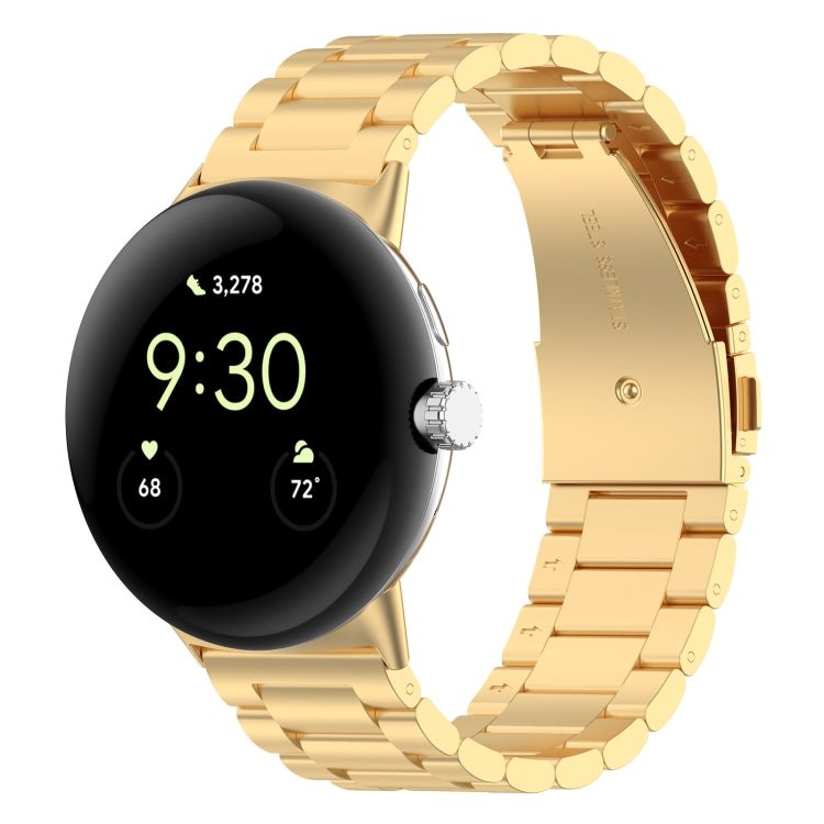 For Google Pixel Watch 3 41mm Three Beads Stainless Steel Metal Watch Band(Gold) - free shipping - PMC TechLife - Order now!