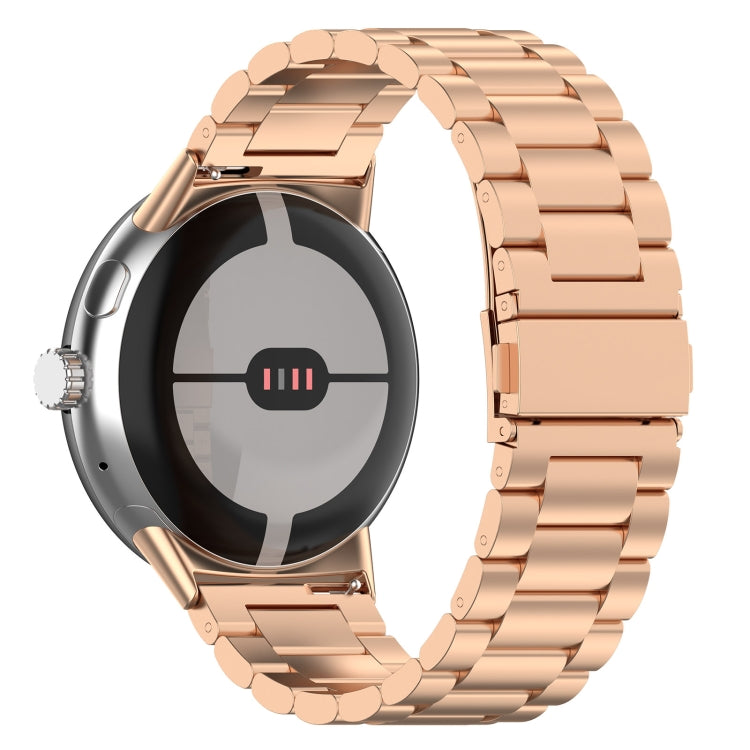 For Google Pixel Watch 3 41mm Three Beads Stainless Steel Metal Watch Band(Rose Gold) - free shipping - PMC TechLife - Order now!