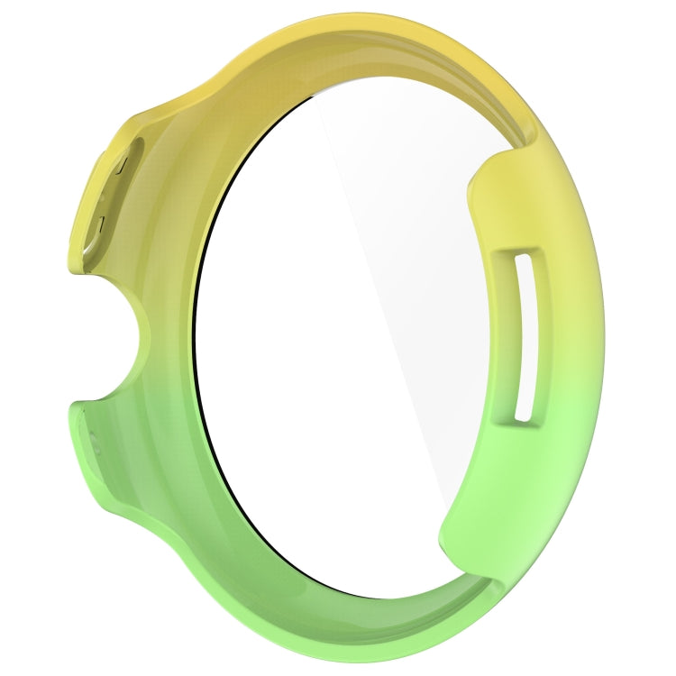 For Google Pixel Watch 3 45mm PC + Tempered Film Integrated Watch Protective Case(Yellow+Green) - Watch Cases by PMC TechLife | Online Shopping South Africa | PMC TechLife | Buy Now Pay Later Mobicred