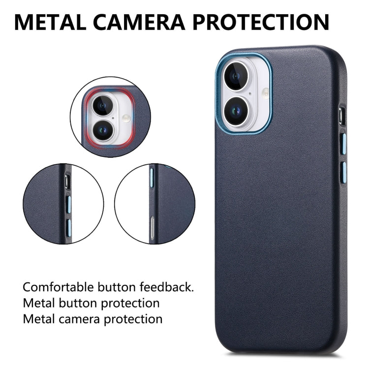 For iPhone 16 Electroplated Metal Button Shockproof Phone Case(Dark Blue) - iPhone 16 Cases by PMC Jewellery | Online Shopping South Africa | PMC Jewellery | Buy Now Pay Later Mobicred