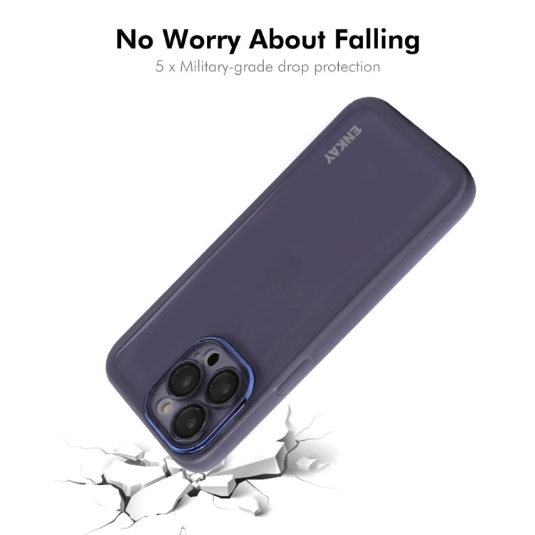 For iPhone 16 Pro Max ENKAY Hat-Prince Translucent Matte TPU Phone Case with Lens Film + 9H Big Arc Edge Film(Purple) - free shipping - PMC Jewellery - Order now!