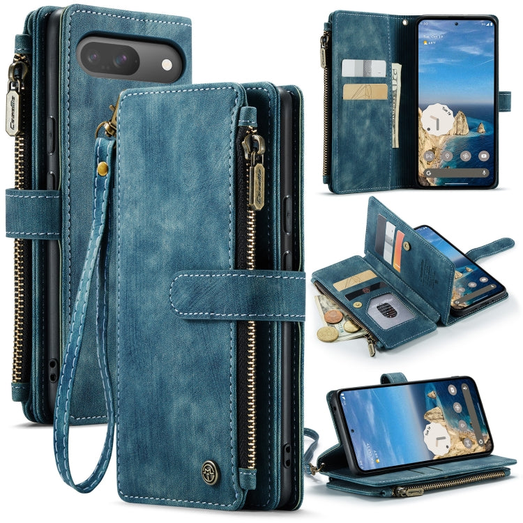 For Google Pixel 9 / 9 Pro CaseMe C30 Card Slots Zipper Wallet Leather Phone Case(Blue) - Google Cases by CaseMe | Online Shopping South Africa | PMC Jewellery | Buy Now Pay Later Mobicred