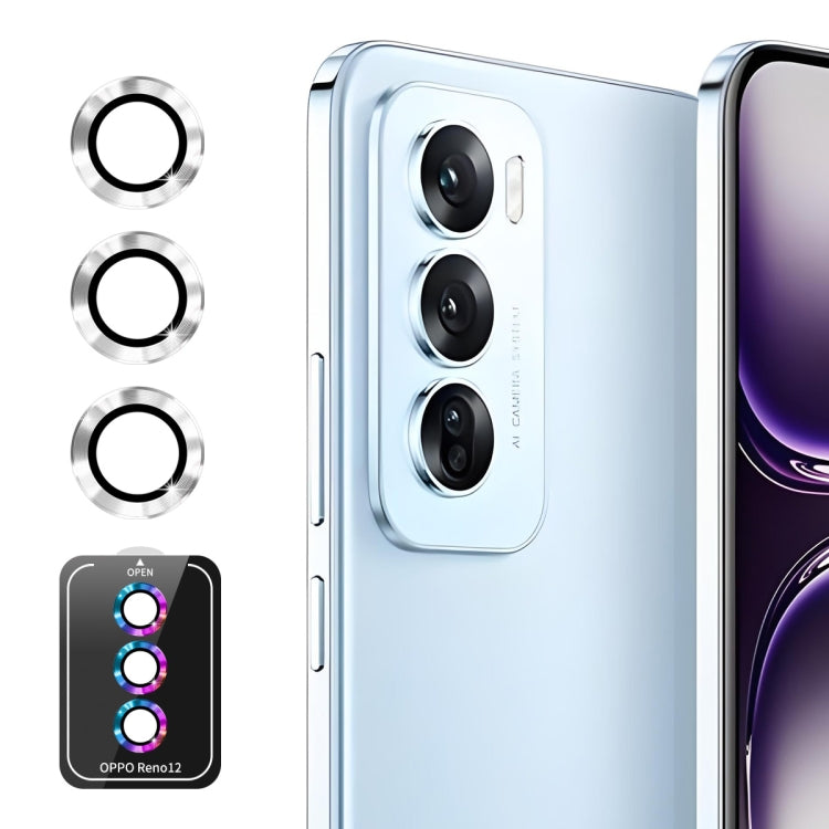 For OPPO Reno12 / Reno12 Pro Global ENKAY Hat-Prince 9H Rear Camera Lens Aluminium Alloy Tempered Glass Film(Silver) - Reno12 Pro Tempered Glass by ENKAY | Online Shopping South Africa | PMC Jewellery | Buy Now Pay Later Mobicred