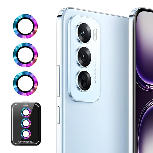 For OPPO Reno12 / Reno12 Pro Global ENKAY Hat-Prince 9H Rear Camera Lens Aluminium Alloy Tempered Glass Film(Colorful) - Reno12 Pro Tempered Glass by ENKAY | Online Shopping South Africa | PMC Jewellery | Buy Now Pay Later Mobicred