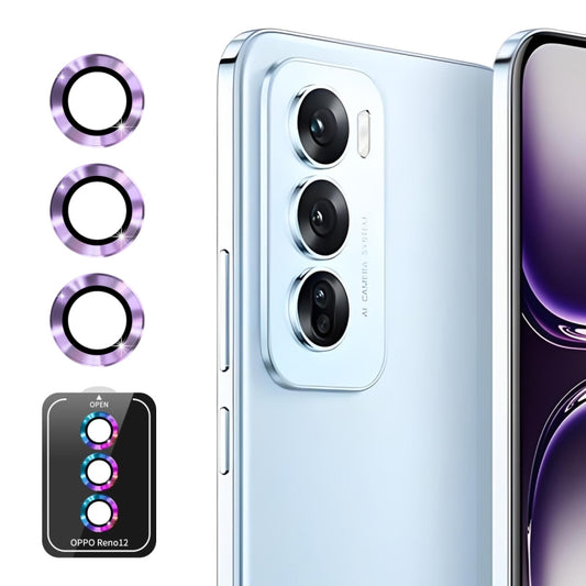 For OPPO Reno12 / Reno12 Pro Global ENKAY Hat-Prince 9H Rear Camera Lens Aluminium Alloy Tempered Glass Film(Light Purple) - Reno12 Pro Tempered Glass by ENKAY | Online Shopping South Africa | PMC Jewellery | Buy Now Pay Later Mobicred