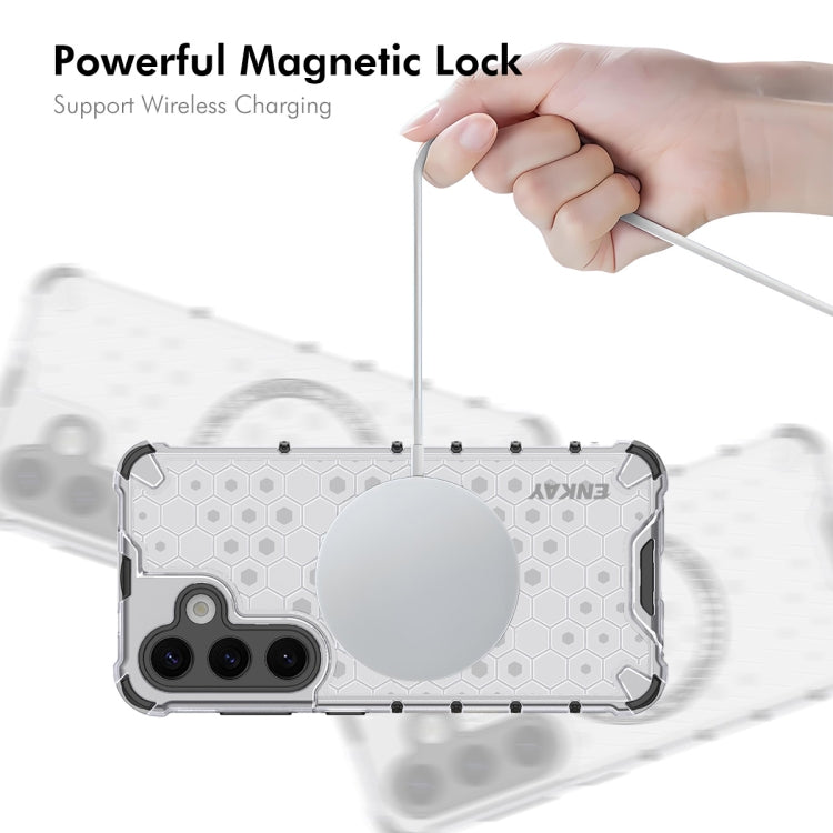 For Samsung Galaxy S24+ 5G ENKAY Hat-Prince Honeycomb MagSafe Shockproof Phone Case with 0.18mm Film(Blue) - free shipping - PMC Jewellery - Order now!