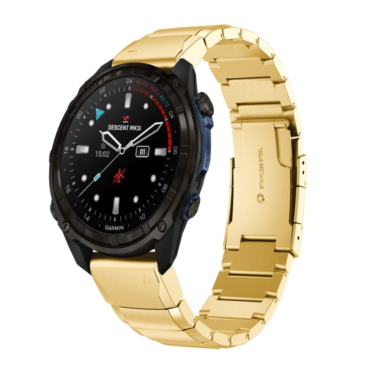 For Garmin Descent Mk3i  51mm Tortoise Shell 26mm Stainless Steel Watch Band(Gold) - free shipping - PMC TechLife - Order now!
