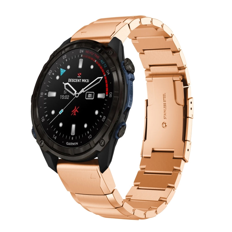 For Garmin Descent Mk3i  51mm Tortoise Shell 26mm Stainless Steel Watch Band(Rose Gold) - free shipping - PMC TechLife - Order now!