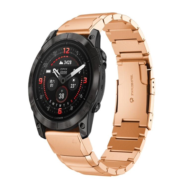 For Garmin Epix Pro 51mm Tortoise Shell 26mm Stainless Steel Watch Band(Rose Gold) - free shipping - PMC TechLife - Order now!