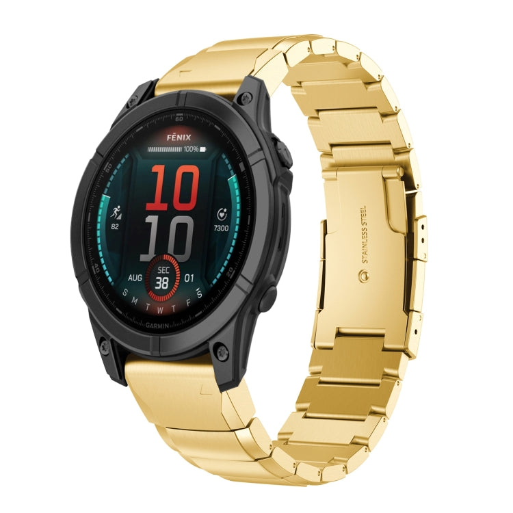 For Garmin Fenix 8 AMOLED 47mm Tortoise Shell 22mm Stainless Steel Watch Band(Gold) - free shipping - PMC TechLife - Order now!
