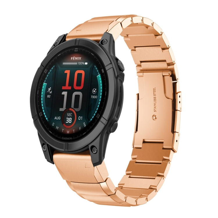 For Garmin Fenix 8 MIP 47mm Tortoise Shell 22mm Stainless Steel Watch Band(Rose Gold) - free shipping - PMC TechLife - Order now!