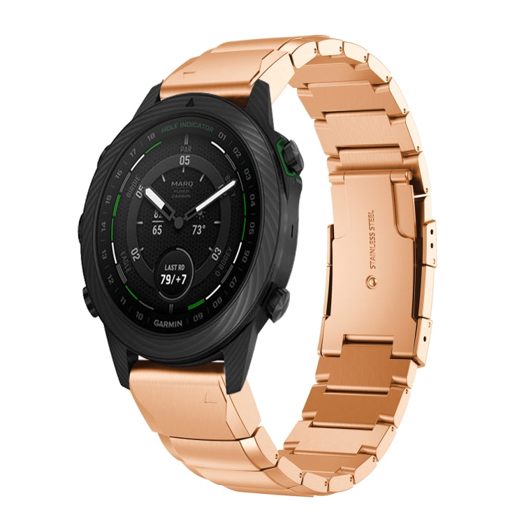 For Garmin MARQ Golfer Tortoise Shell 22mm Stainless Steel Watch Band(Rose Gold) - free shipping - PMC TechLife - Order now!