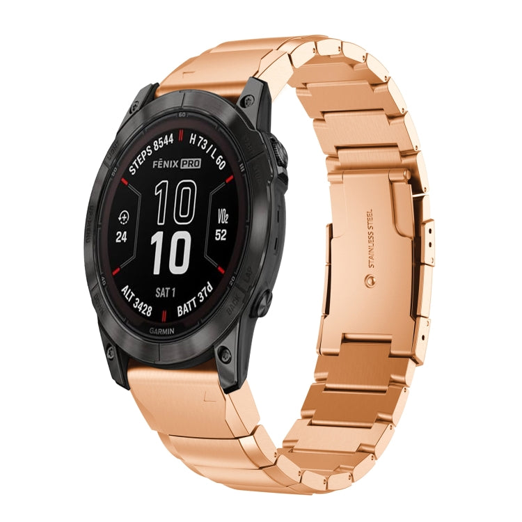 For Garmin Fenix 7 Pro 47mm Tortoise Shell 22mm Stainless Steel Watch Band(Rose Gold) - free shipping - PMC TechLife - Order now!