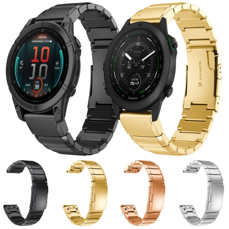 For Garmin Fenix 7 Pro 47mm Tortoise Shell 22mm Stainless Steel Watch Band(Rose Gold) - free shipping - PMC TechLife - Order now!