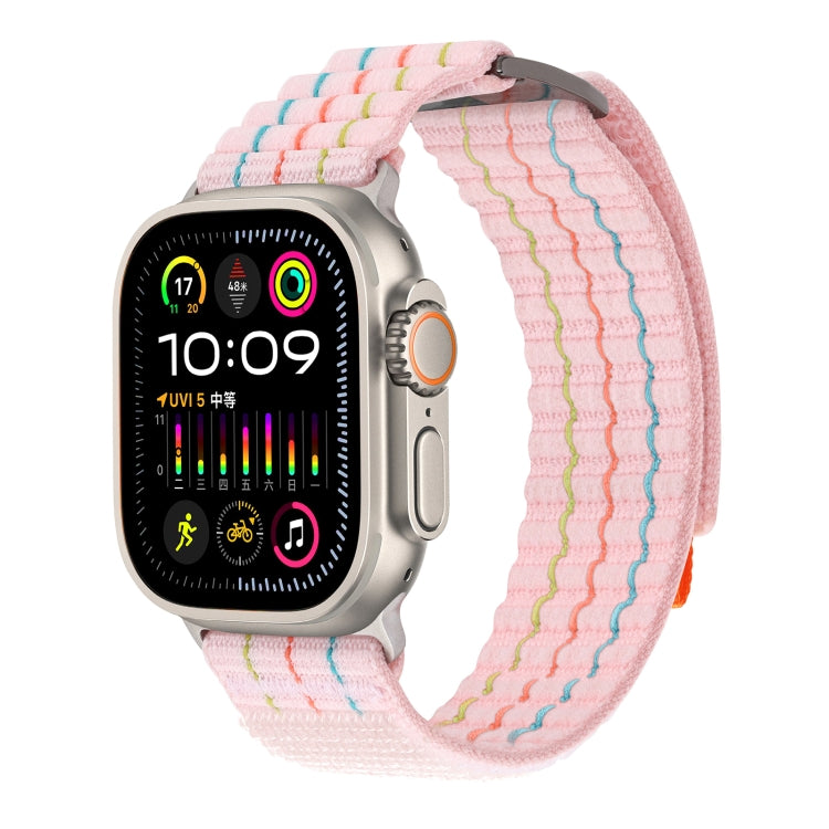 For Apple Watch Ultra 2 49mm Two Sections Nylon Hook and Loop Fastener Watch Band(Sakura Pink) - Watch Bands by PMC Jewellery | Online Shopping South Africa | PMC Jewellery | Buy Now Pay Later Mobicred