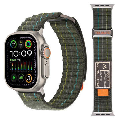 For Apple Watch Ultra 2 49mm Two Sections Nylon Hook and Loop Fastener Watch Band(Field Green) - Watch Bands by PMC Jewellery | Online Shopping South Africa | PMC Jewellery | Buy Now Pay Later Mobicred