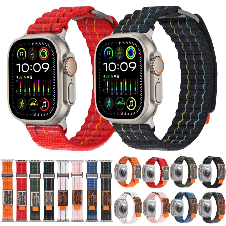 For Apple Watch Ultra 49mm Two Sections Nylon Hook and Loop Fastener Watch Band(Vibrant Orange) - Watch Bands by PMC Jewellery | Online Shopping South Africa | PMC Jewellery | Buy Now Pay Later Mobicred