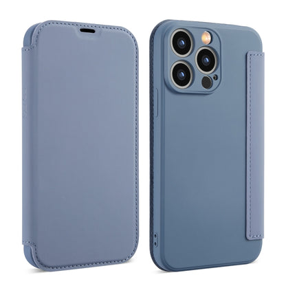 For iPhone 16 Plus Imitate Liquid Skin Feel Leather Phone Case with Card Slots(Lavender Grey) - iPhone 16 Plus Cases by PMC Jewellery | Online Shopping South Africa | PMC Jewellery | Buy Now Pay Later Mobicred