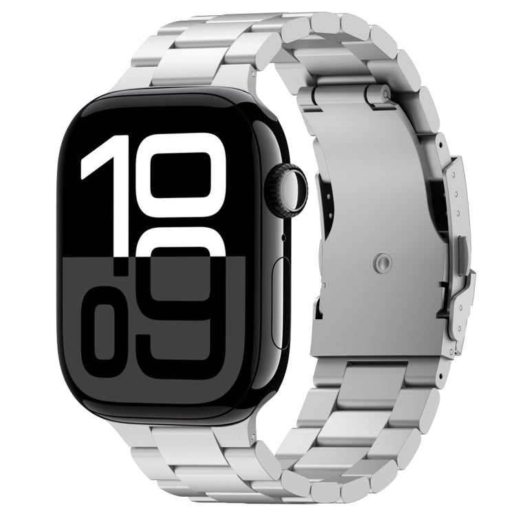 For Apple Watch Series 10 46mm Three Beads Titanium Alloy Metal Watch Band(Silver) - free shipping - PMc TechLife - Order now!