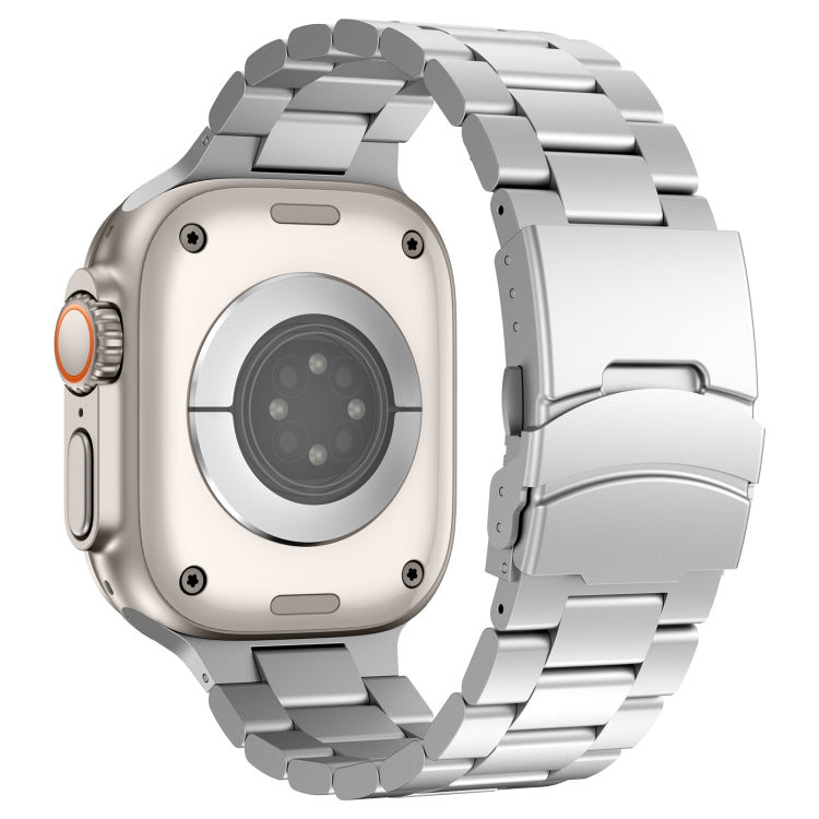 For Apple Watch Series 10 42mm Three Beads Titanium Alloy Metal Watch Band(Silver) - free shipping - PMc TechLife - Order now!
