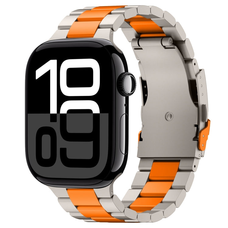 For Apple Watch Series 10 42mm Three Beads Titanium Alloy Metal Watch Band(Titanium Orange) - free shipping - PMc TechLife - Order now!