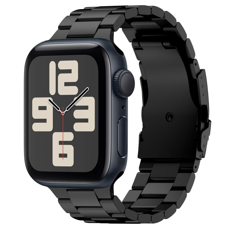 For Apple Watch SE 2023 44mm Three Beads Titanium Alloy Metal Watch Band(Black) - free shipping - PMc TechLife - Order now!