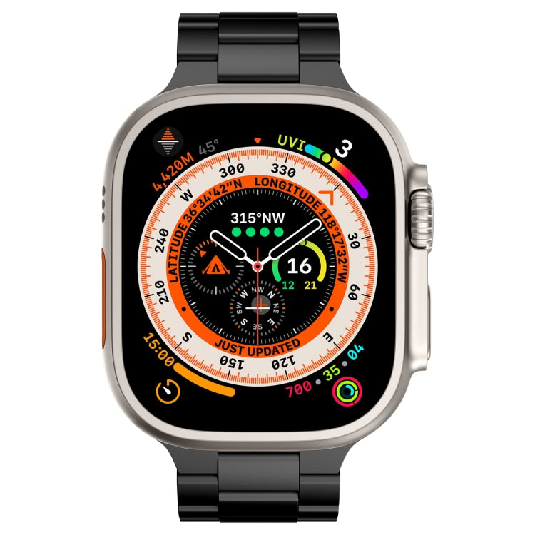 For Apple Watch SE 2023 44mm Three Beads Titanium Alloy Metal Watch Band(Black) - free shipping - PMc TechLife - Order now!
