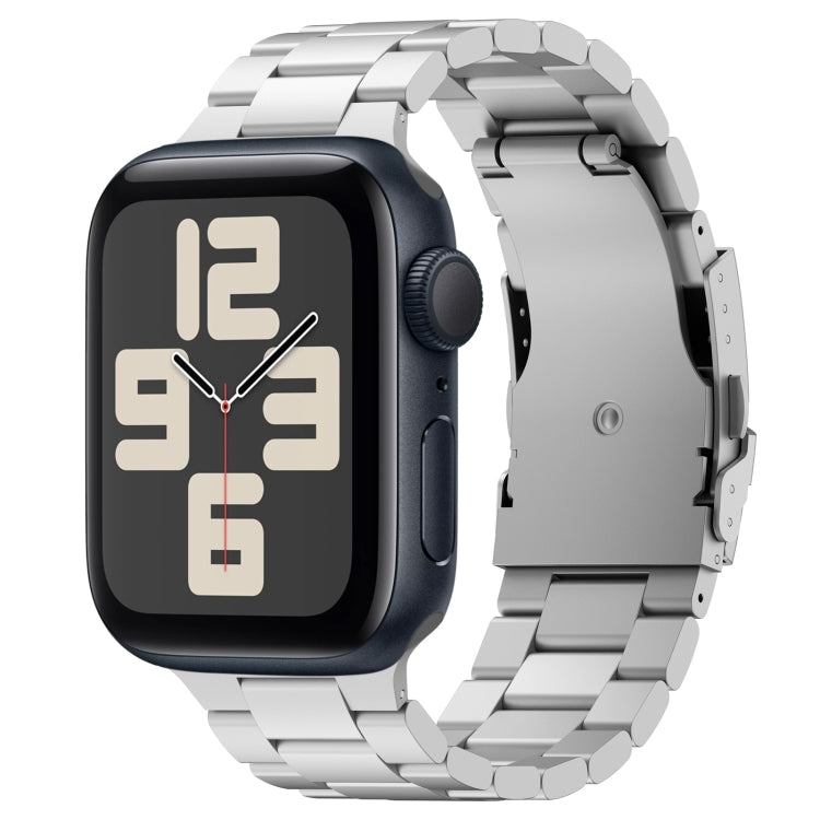 For Apple Watch SE 2023 44mm Three Beads Titanium Alloy Metal Watch Band(Silver) - free shipping - PMc TechLife - Order now!