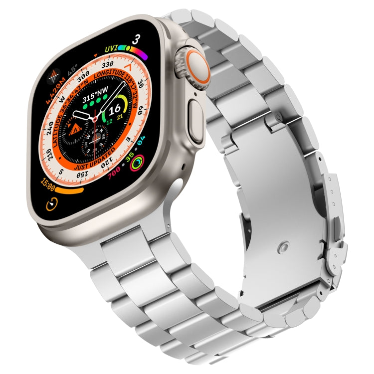 For Apple Watch SE 2023 44mm Three Beads Titanium Alloy Metal Watch Band(Silver) - free shipping - PMc TechLife - Order now!