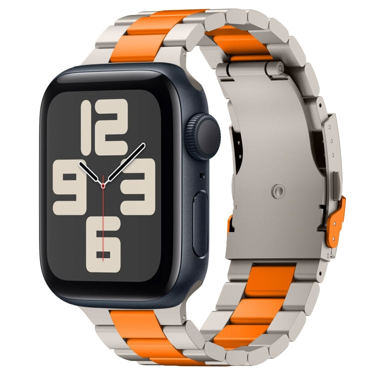 For Apple Watch SE 2023 44mm Three Beads Titanium Alloy Metal Watch Band(Titanium Orange) - free shipping - PMc TechLife - Order now!