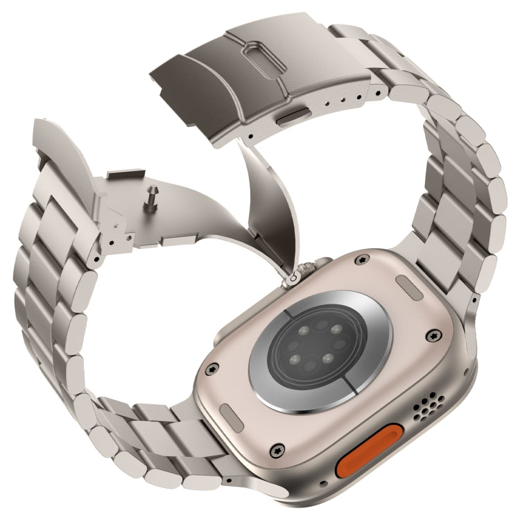 For Apple Watch Series 9 45mm Three Beads Titanium Alloy Metal Watch Band(Titanium Color) - free shipping - PMc TechLife - Order now!