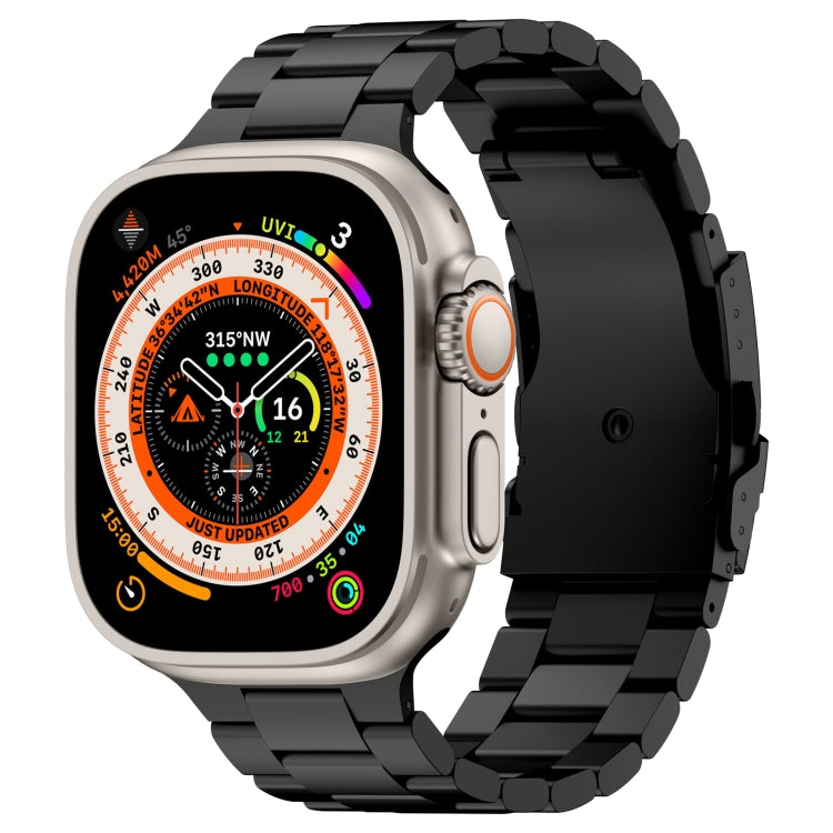 For Apple Watch Ultra 49mm Three Beads Titanium Alloy Metal Watch Band(Black) - free shipping - PMc TechLife - Order now!