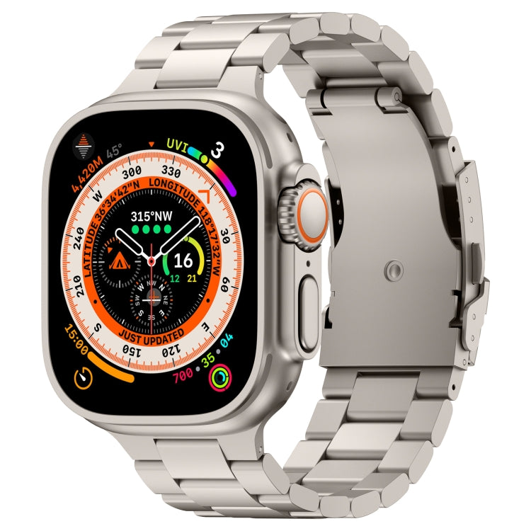 For Apple Watch Ultra 49mm Three Beads Titanium Alloy Metal Watch Band(Titanium Color) - free shipping - PMc TechLife - Order now!