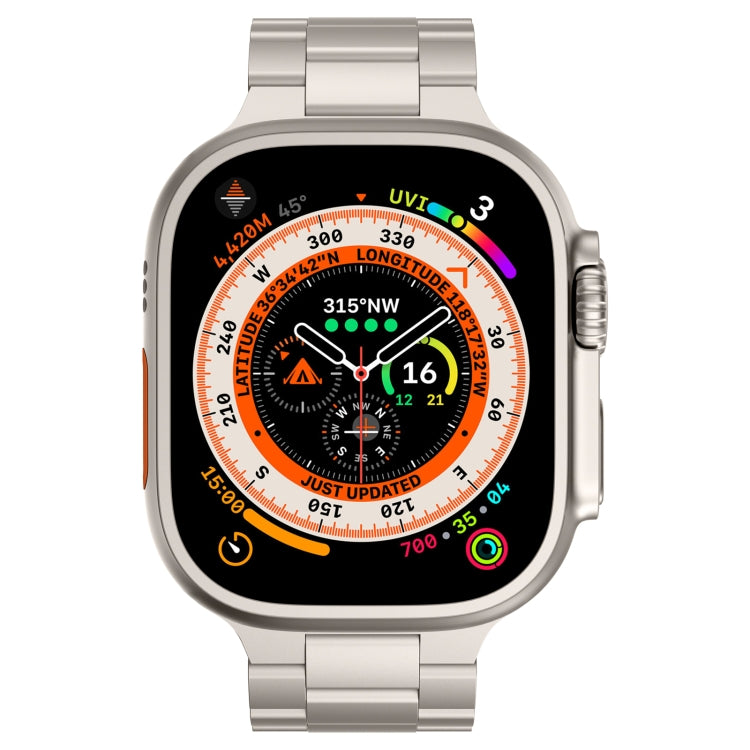 For Apple Watch Ultra 49mm Three Beads Titanium Alloy Metal Watch Band(Titanium Color) - free shipping - PMc TechLife - Order now!