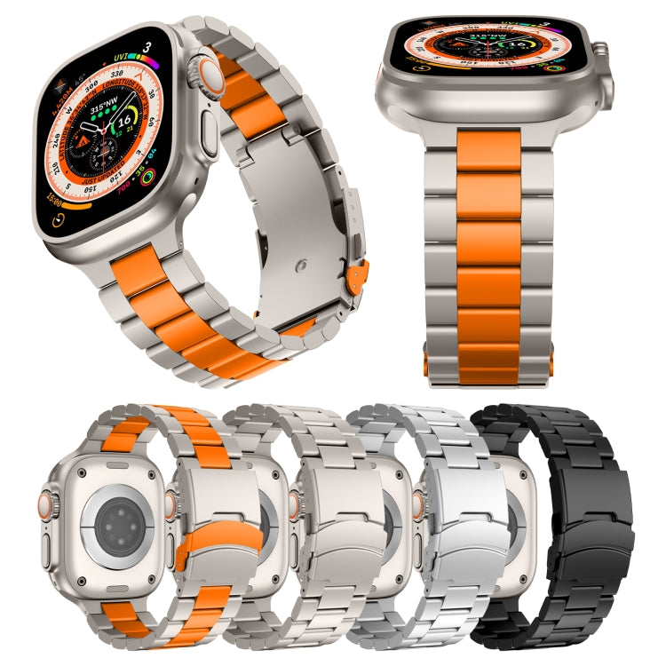 For Apple Watch Ultra 49mm Three Beads Titanium Alloy Metal Watch Band(Silver) - free shipping - PMc TechLife - Order now!