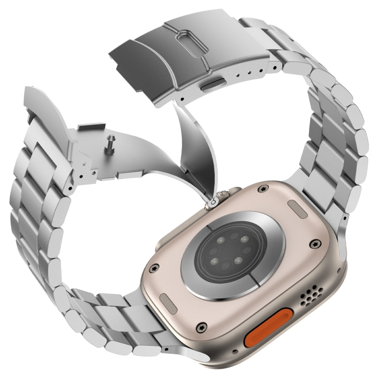 For Apple Watch Series 8 41mm Three Beads Titanium Alloy Metal Watch Band(Silver) - free shipping - PMc TechLife - Order now!