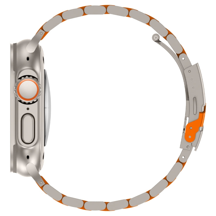 For Apple Watch Series 8 41mm Three Beads Titanium Alloy Metal Watch Band(Titanium Orange) - free shipping - PMc TechLife - Order now!