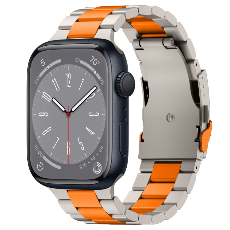 For Apple Watch Series 8 45mm Three Beads Titanium Alloy Metal Watch Band(Titanium Orange) - free shipping - PMc TechLife - Order now!