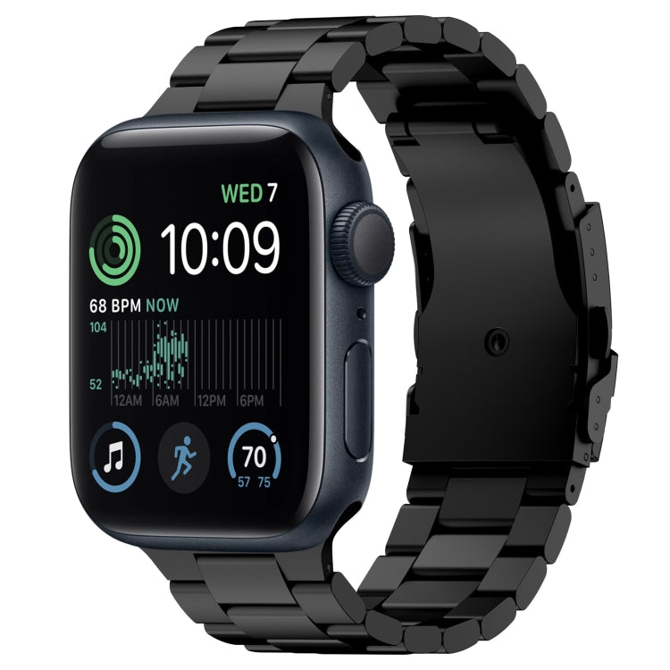 For Apple Watch SE 2022 44mm Three Beads Titanium Alloy Metal Watch Band(Black) - free shipping - PMc TechLife - Order now!