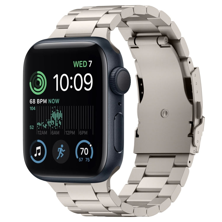 For Apple Watch SE 2022 44mm Three Beads Titanium Alloy Metal Watch Band(Titanium Color) - free shipping - PMc TechLife - Order now!