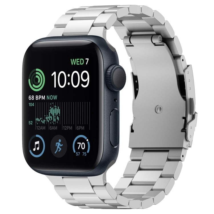 For Apple Watch SE 2022 44mm Three Beads Titanium Alloy Metal Watch Band(Silver) - free shipping - PMc TechLife - Order now!