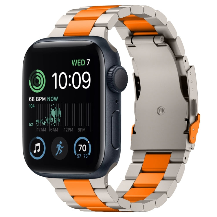 For Apple Watch SE 2022 44mm Three Beads Titanium Alloy Metal Watch Band(Titanium Orange) - free shipping - PMc TechLife - Order now!