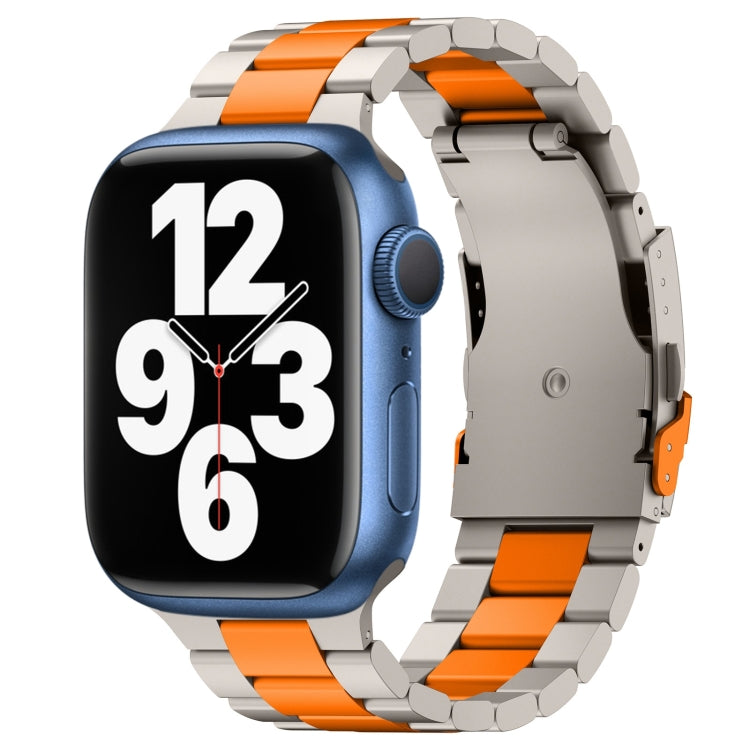 For Apple Watch Series 7 41mm Three Beads Titanium Alloy Metal Watch Band(Titanium Orange) - free shipping - PMc TechLife - Order now!