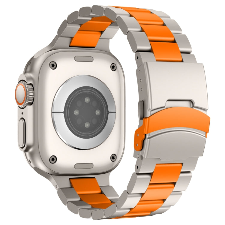 For Apple Watch Series 7 41mm Three Beads Titanium Alloy Metal Watch Band(Titanium Orange) - free shipping - PMc TechLife - Order now!