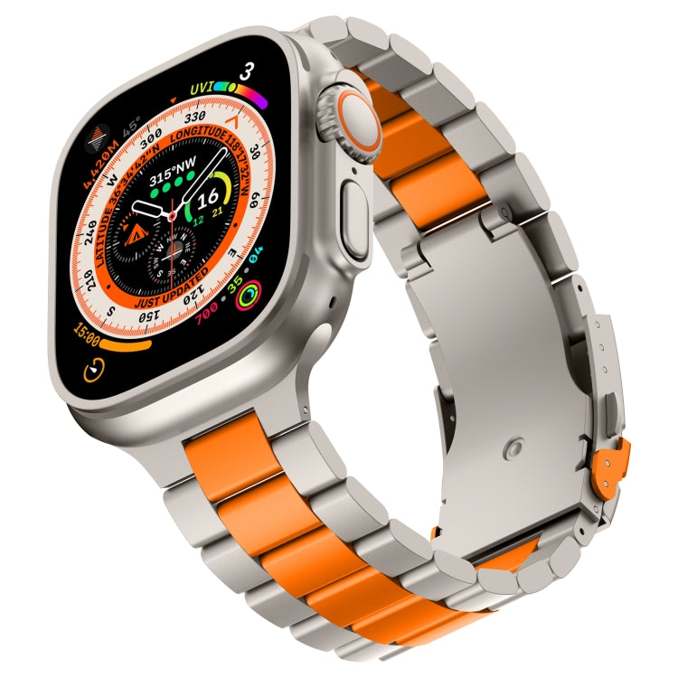 For Apple Watch Series 7 41mm Three Beads Titanium Alloy Metal Watch Band(Titanium Orange) - free shipping - PMc TechLife - Order now!