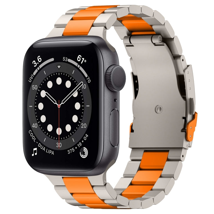 For Apple Watch Series 6 44mm Three Beads Titanium Alloy Metal Watch Band(Titanium Orange) - free shipping - PMc TechLife - Order now!